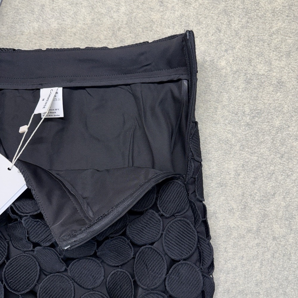 Commense Textured Circle Midi Skirt Women's Small Black Statement Overlay NWT - Picture 11 of 12